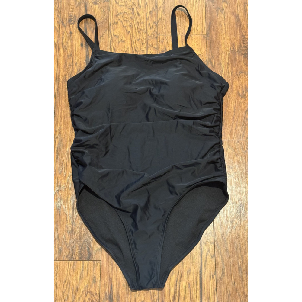 Catherine Malandrino Black One Piece Swimsuit w Side Ruching - Women's Size XL